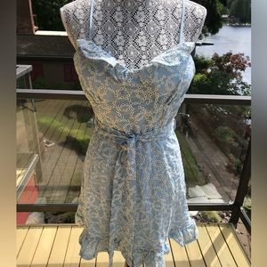 RUE21 Baby blue eyelet mini dress with ruffle bust - size M